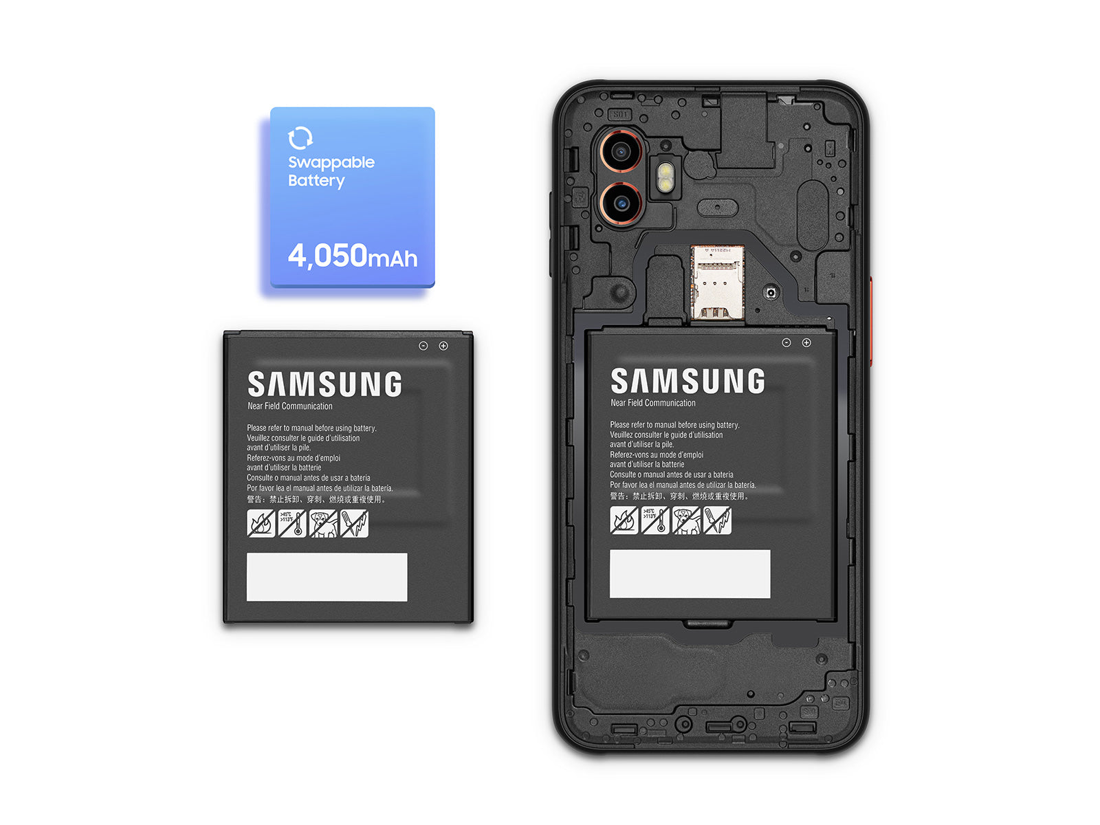 Samsung Akku – für Galaxy XCover6 Pro – 3,85 V, 4050 mAh – Schwarz