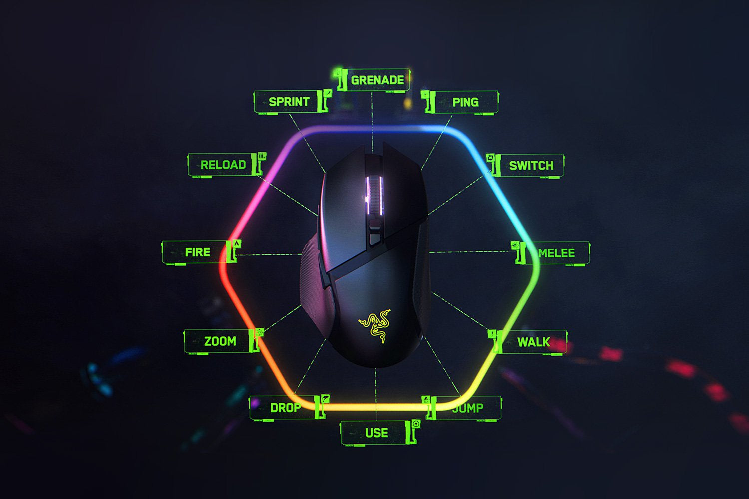 Razer Basilisk V3 Pro Maus – kabellos, Bluetooth, USB-C, 30'000 dpi, 11 Tasten, für Rechtshänder, schwarz