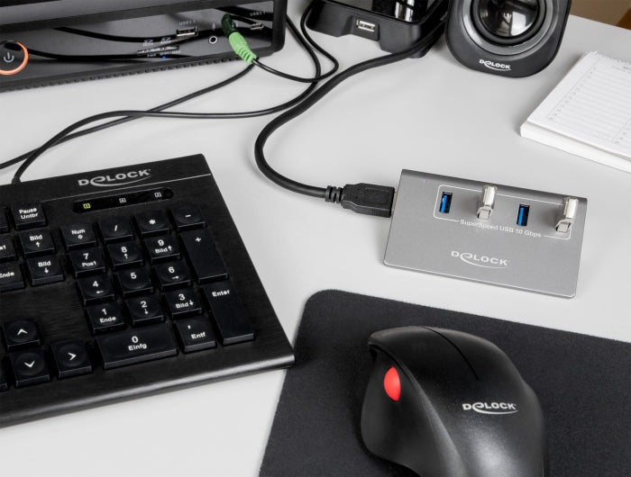 DeLOCK USB-Hub – 4× USB-A, 10 Gbit/s, für Windows/Mac/Linux