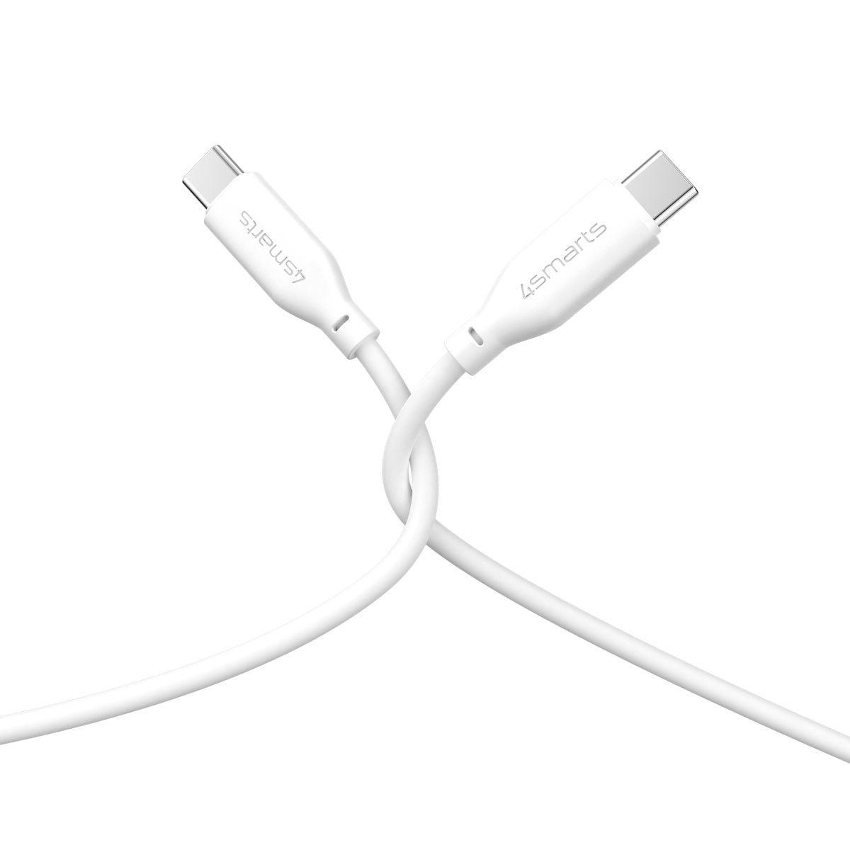 4smarts USB-C auf USB-C Kabel – USB 2.0 (480 Mbit/s) – 1,5 m – PD 60 W – TPE-Mantel – Weiss