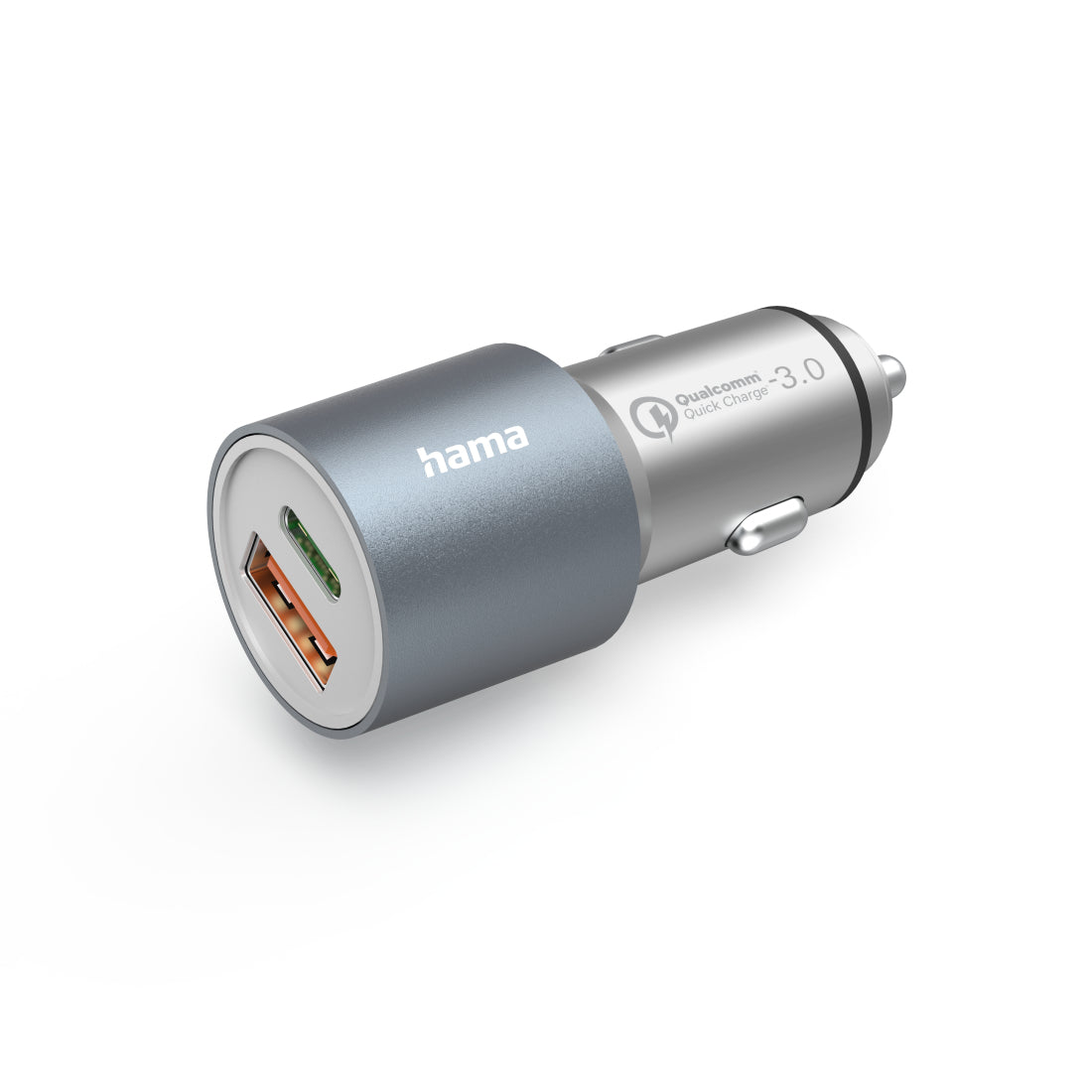 Hama 00125127 Auto-Ladegerät 38 W – USB-C×1, USB-A×1 – PD, QC 3.0 – für Smartphone und Tablet – Silber