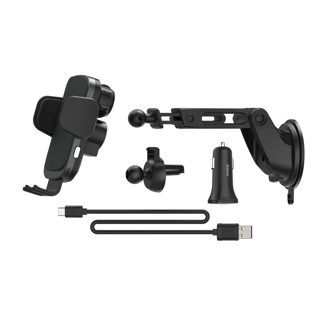Hama FC10 Motion – Auto-Ladehalterung (kabellos) – Qi 10 W, USB-C – Lüftungsschlitz – Schwarz