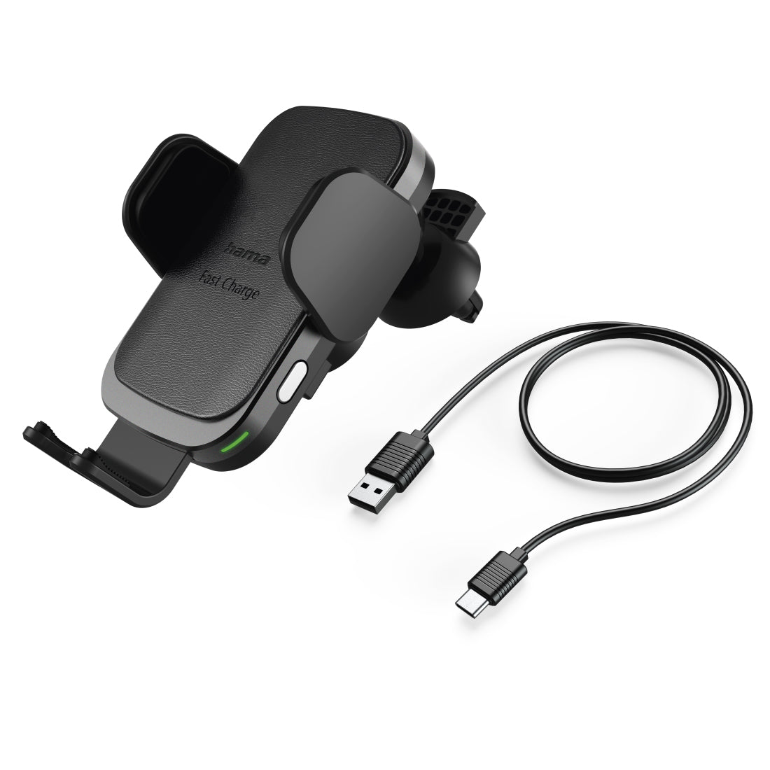 Hama FC10 Motion – Auto-Ladehalterung (kabellos) – Qi 10 W, USB-C – Lüftungsschlitz – Schwarz