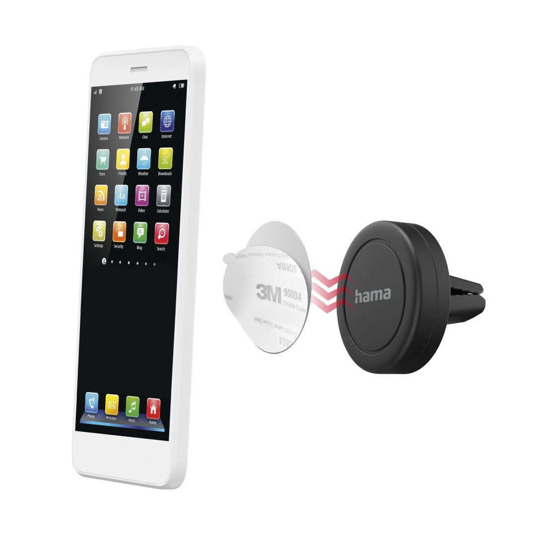 Hama Auto-Halterung (passiv) – magnetisch – Lüftungsschlitz – für Smartphones (Universal) – Schwarz