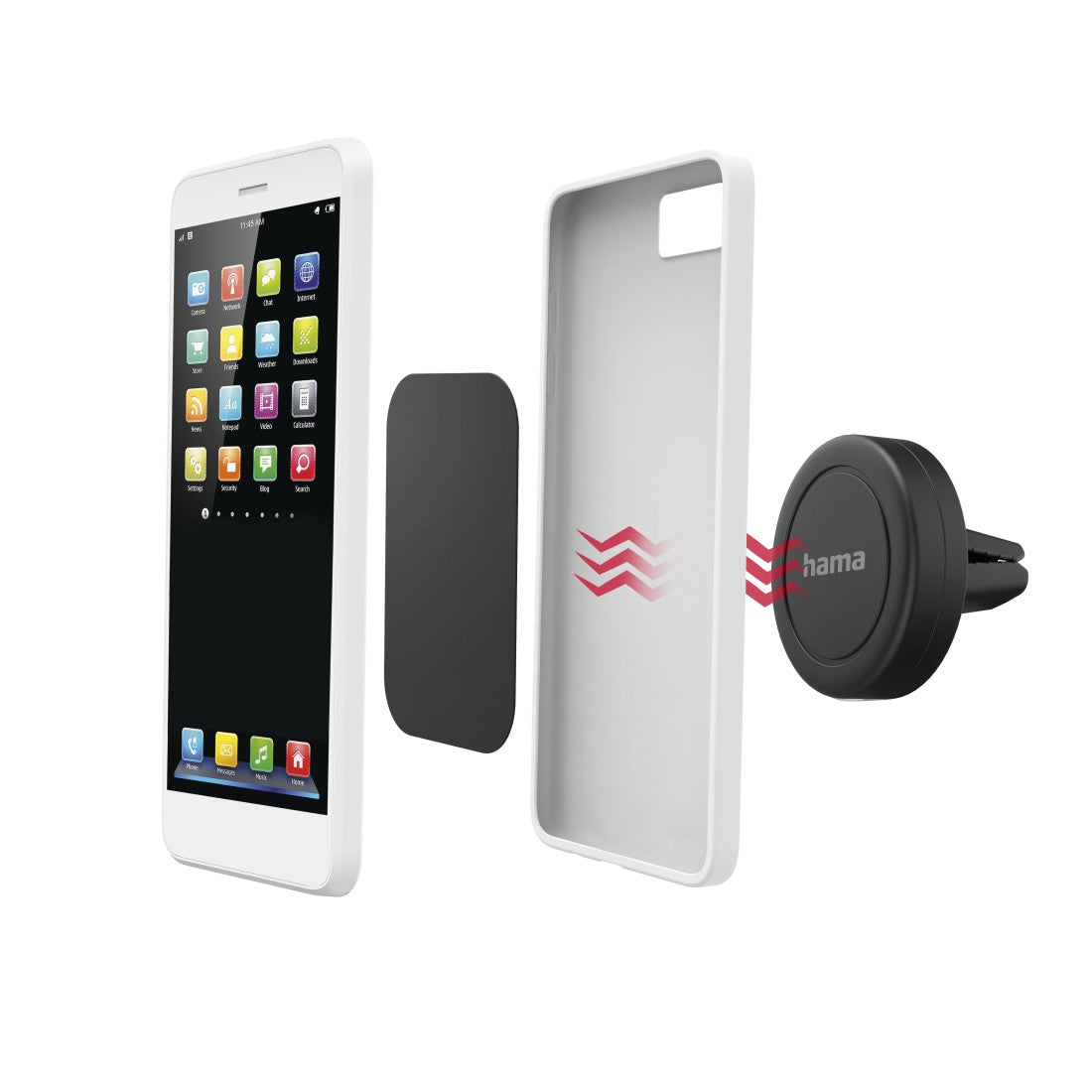 Hama Auto-Halterung (passiv) – magnetisch – Lüftungsschlitz – für Smartphones (Universal) – Schwarz