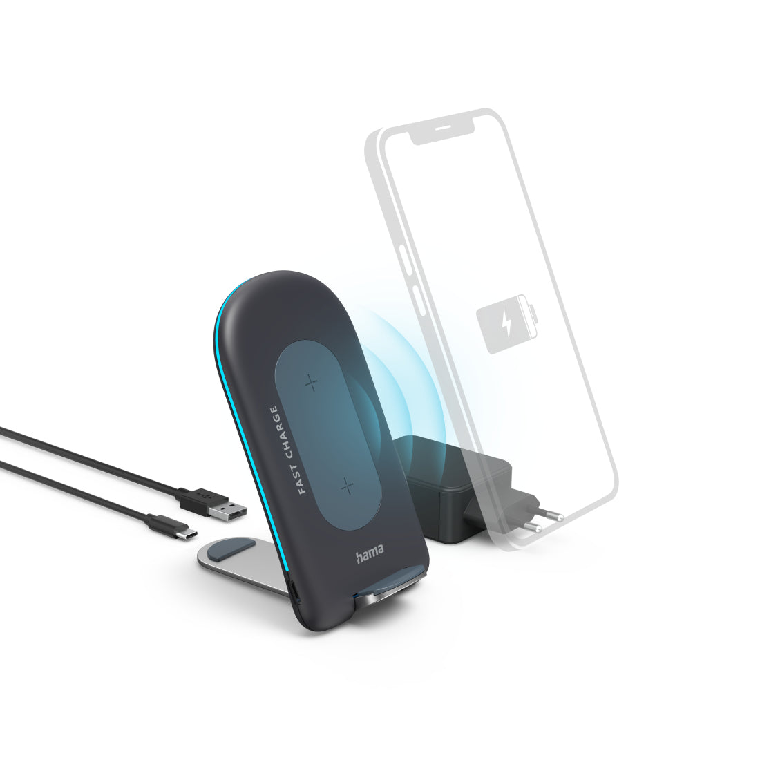 Hama Ladegerät – 15 W, Kabellos (Qi) – für Smartphones mit Qi-Standard