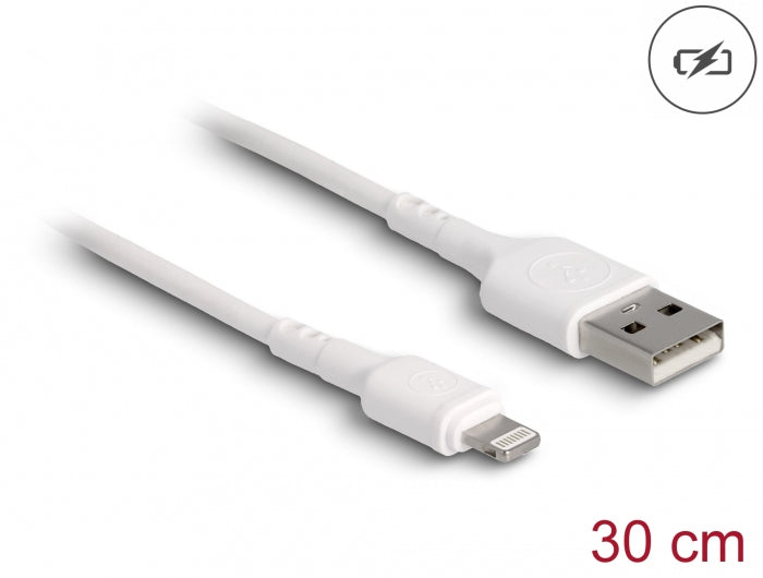 DeLOCK Ladekabel – USB-A auf Lightning 0,3 m, Weiss – für iPhone/iPad