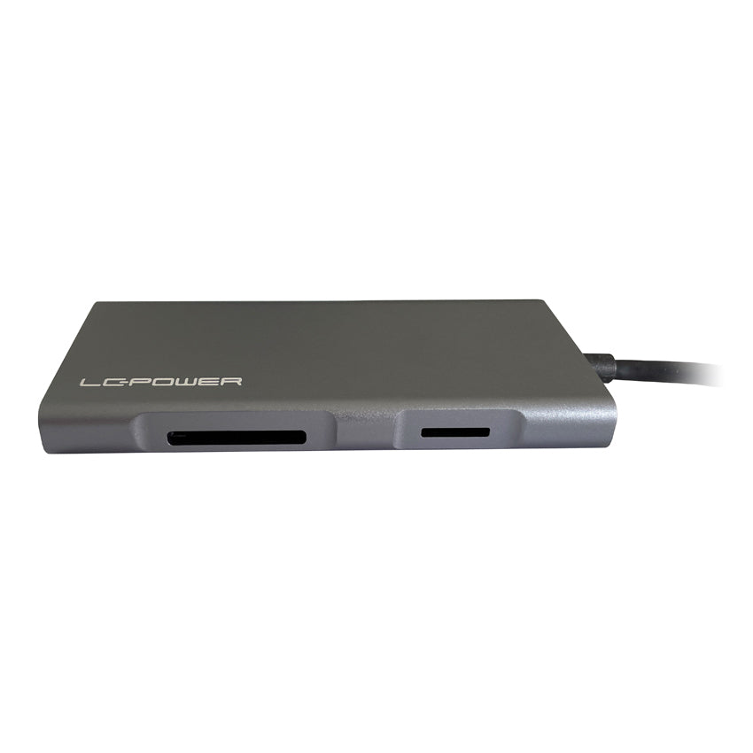LC-Power LC-C-multi-5 Multiport-Adapter – USB-C, 1× HDMI, 3× USB-A, 1× USB-C, 100 W PD, GbE, SD/microSD