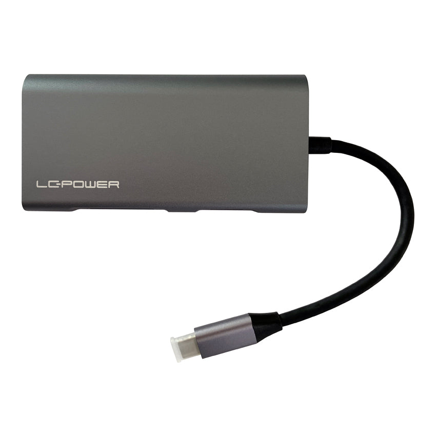 LC-Power LC-C-multi-5 Multiport-Adapter – USB-C, 1× HDMI, 3× USB-A, 1× USB-C, 100 W PD, GbE, SD/microSD