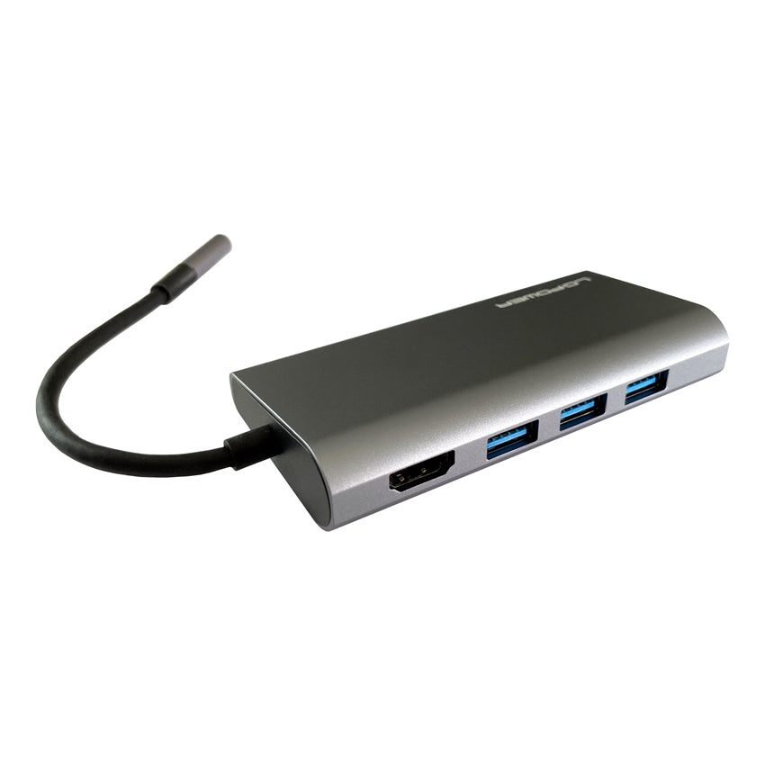 LC-Power LC-C-multi-5 Multiport-Adapter – USB-C, 1× HDMI, 3× USB-A, 1× USB-C, 100 W PD, GbE, SD/microSD