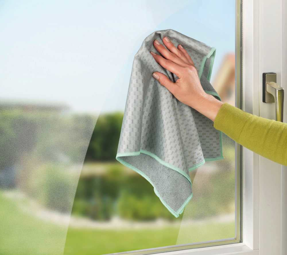 WENKO Geschirrtücher 2er-Set, 40 × 60 cm, Mikrofaser, Hellgrün/Grau