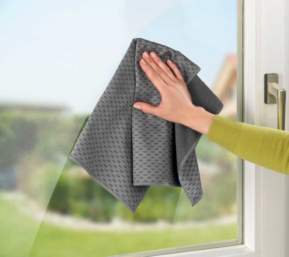 WENKO Geschirrtücher 2er-Set, 40 × 60 cm, Mikrofaser, Hellgrün/Grau