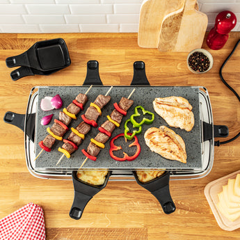 Tefal Raclette-Grill PR620DCH – 8 Personen, Steinplatte, 1350 W – Schwarz/Edelstahl