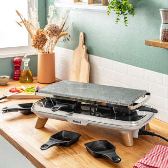 Tefal Raclette-Grill PR620DCH – 8 Personen, Steinplatte, 1350 W – Schwarz/Edelstahl