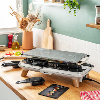 Tefal Raclette-Grill PR620DCH – 8 Personen, Steinplatte, 1350 W – Schwarz/Edelstahl