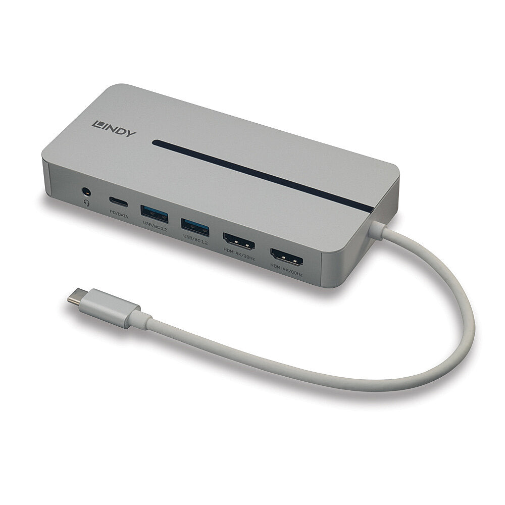 Lindy Dockingstation – USB-C, 2× HDMI, 2× USB-A, 3,5 mm