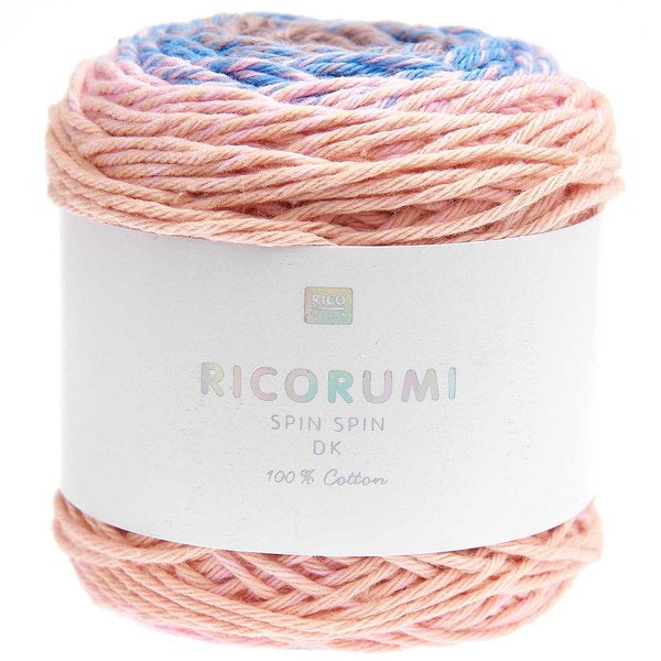 Rico Design Ricorumi Spin Garn Blau – 50 g, 115 m, Nadel 4 mm, 100% Baumwolle, 1 Stk.