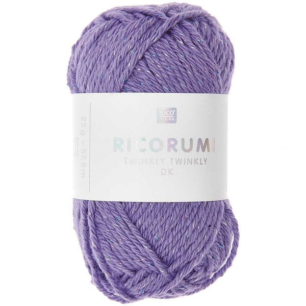 Rico Design Ricorumi Twinkly Garn Lila – 25 g, 52 m, Nadel 4 mm, 99% Baumwolle/1% Polyester, 1 Stk.