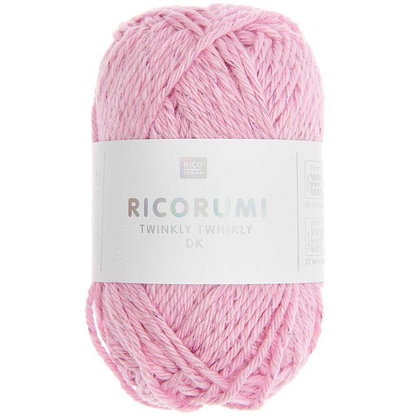 Rico Design Ricorumi Twinkly Twinkly Garn Rosa – 25 g, 52 m, Nadel 3 mm, 99% Baumwolle/1% Polyester, 1 Stk.