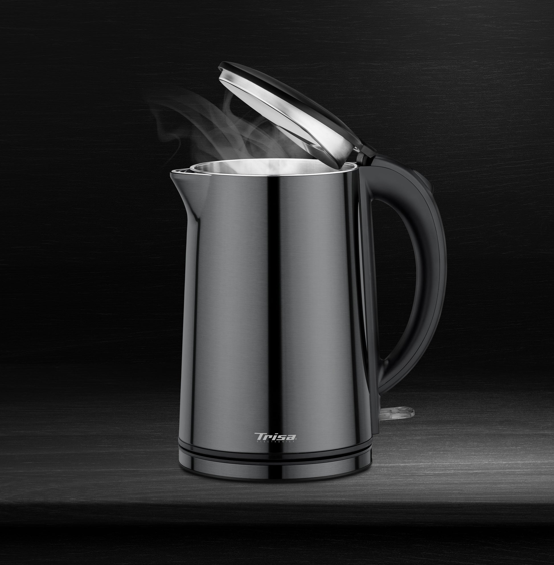 Trisa Comfort Touch Wasserkocher – 1,5 l, Edelstahl, Schwarz