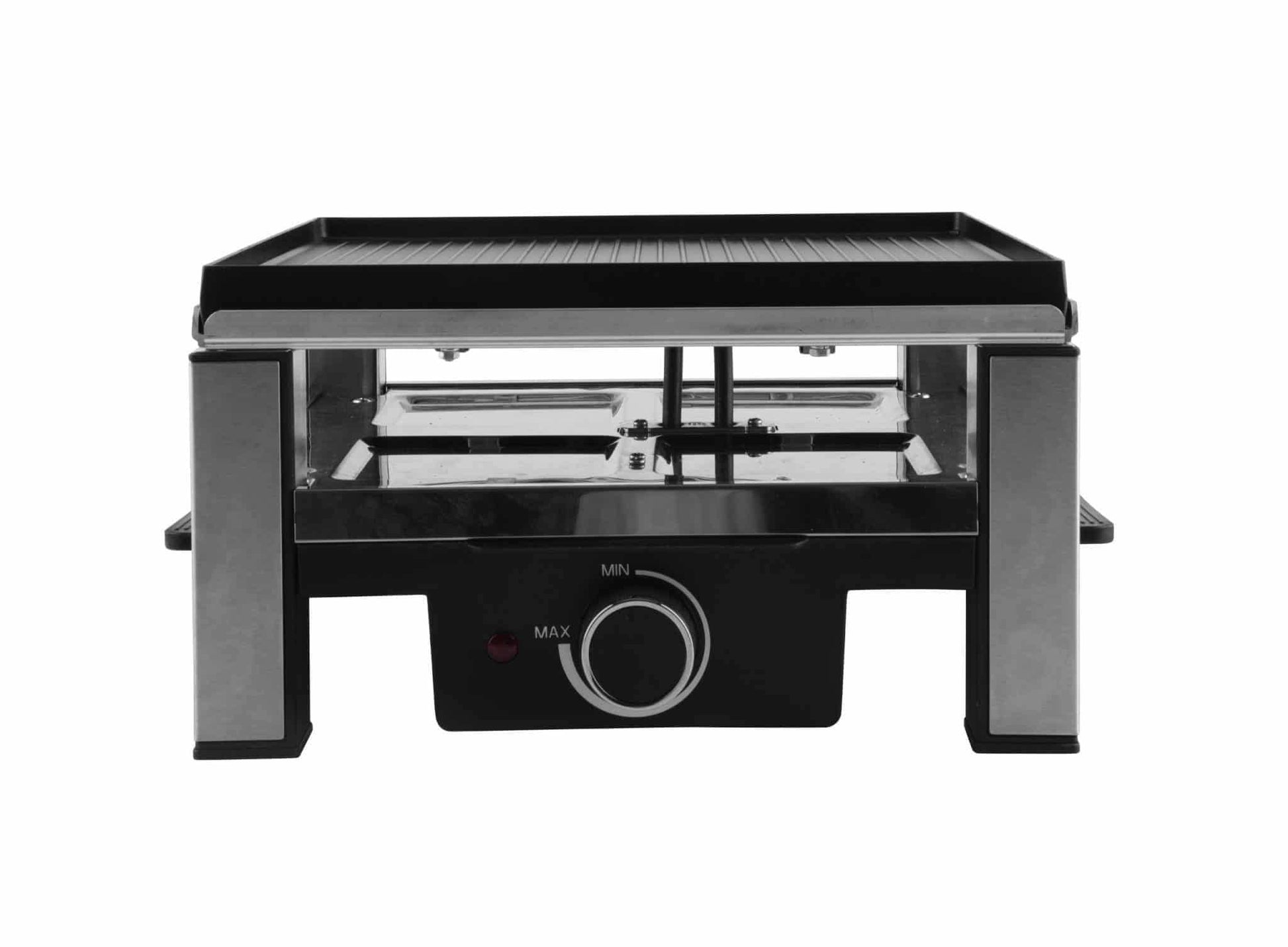 Ohmex Raclette-Grill OHM-RCL-2294 – 4 Personen, 900 W, Aluminium-Druckguss-Grillplatte – Schwarz