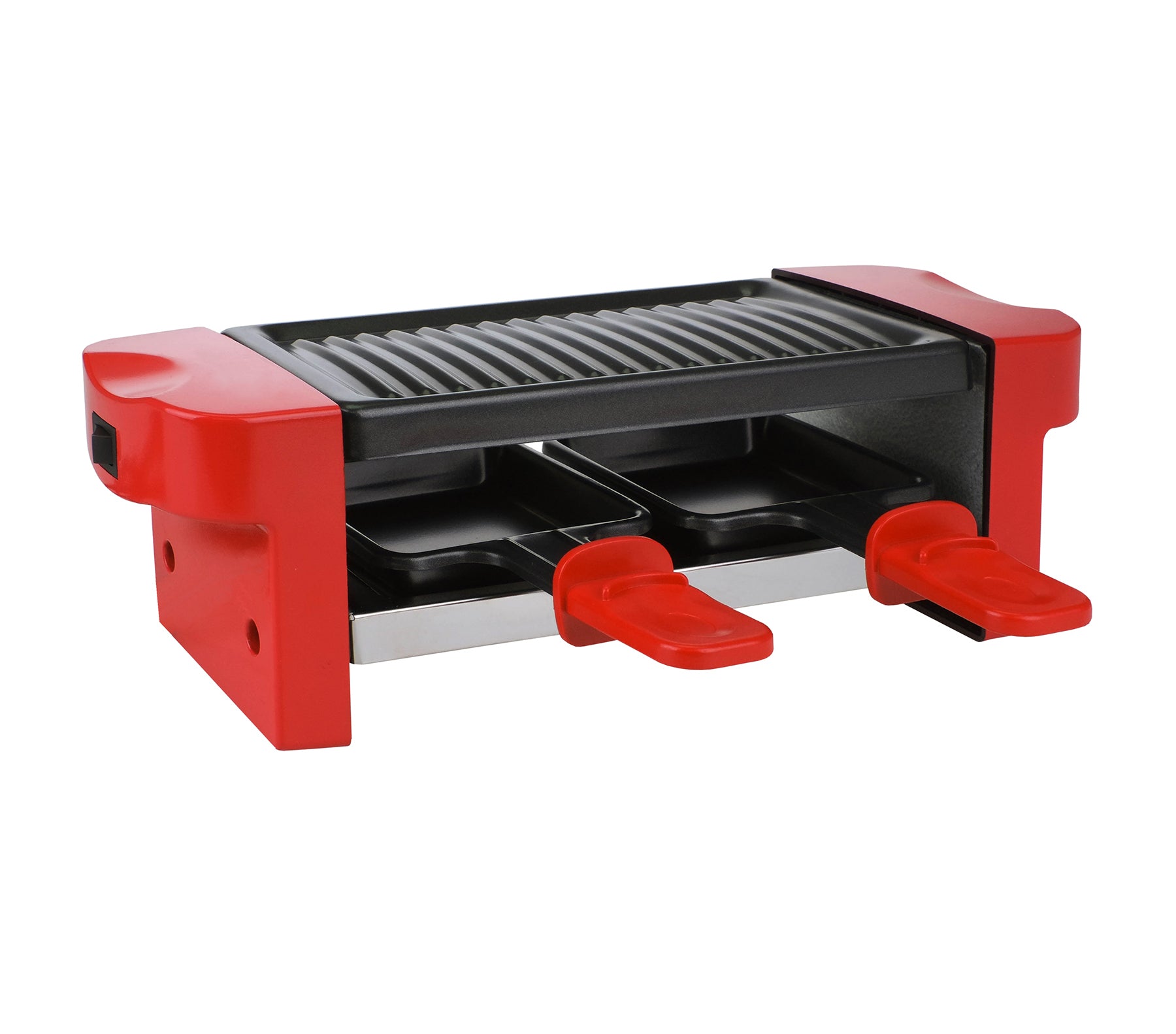 Ohmex Raclette Mini – 2 Personen, 350 W, Teflonbeschichtet – Schwarz/Rot