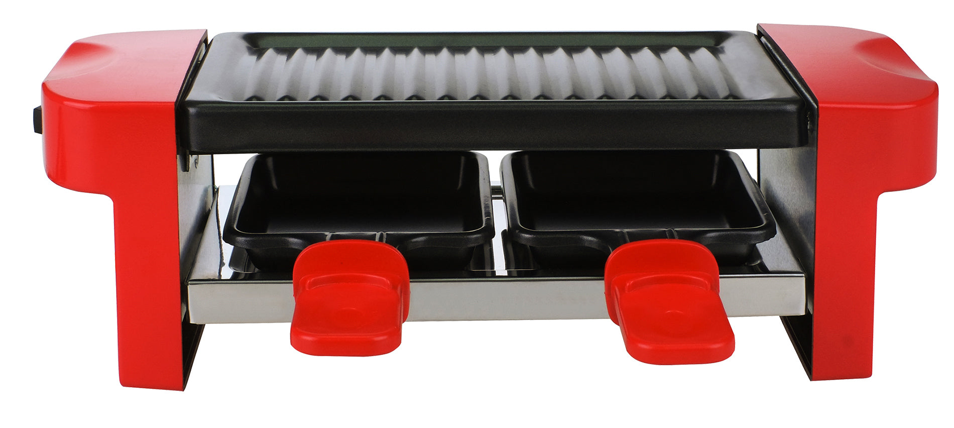 Ohmex Raclette Mini – 2 Personen, 350 W, Teflonbeschichtet – Schwarz/Rot