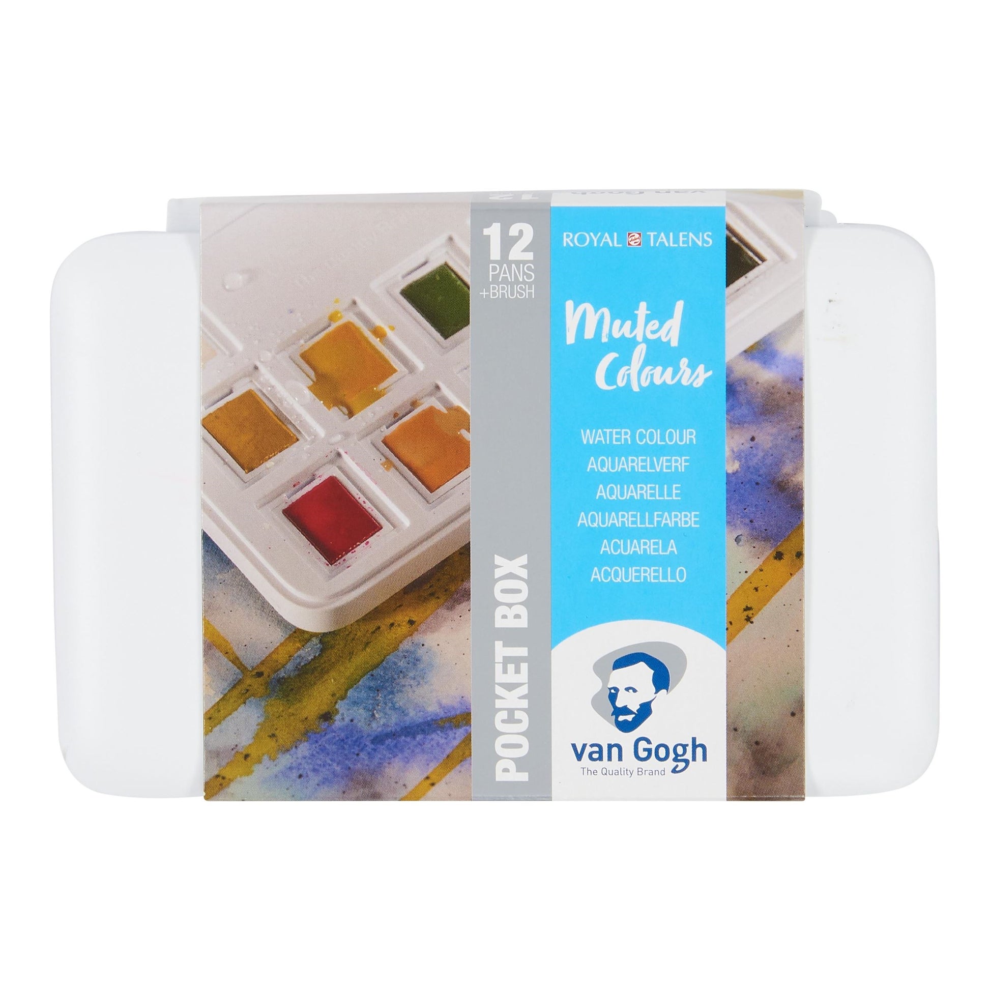 Royal Talens Van Gogh Aquarellfarbe – gedeckte Farbtöne, 12 Farben – Palette, inkl. Pinsel