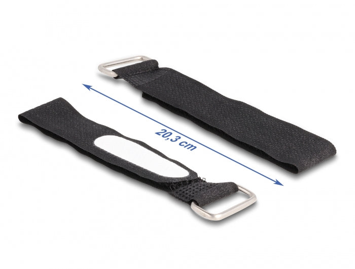 DeLOCK Klettkabelbinder 20×203 mm, 5er-Pack – schwarz
