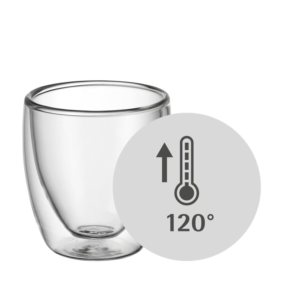 WMF Espressoglas Kult – 2er Set, 80 ml, Borosilikatglas, Transparent, doppelwandig, spülmaschinenfest
