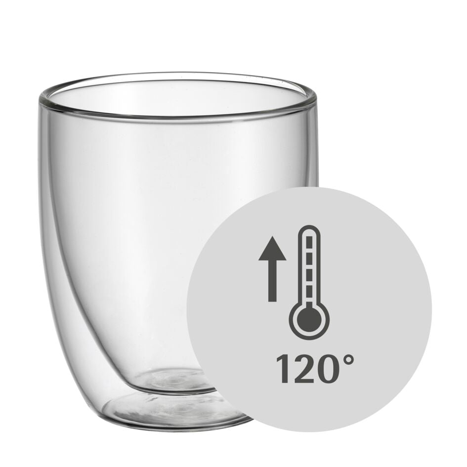 WMF Cappuccinoglas Kult – 2er Set, 250 ml, Borosilikatglas, Transparent, doppelwandig, spülmaschinenfest