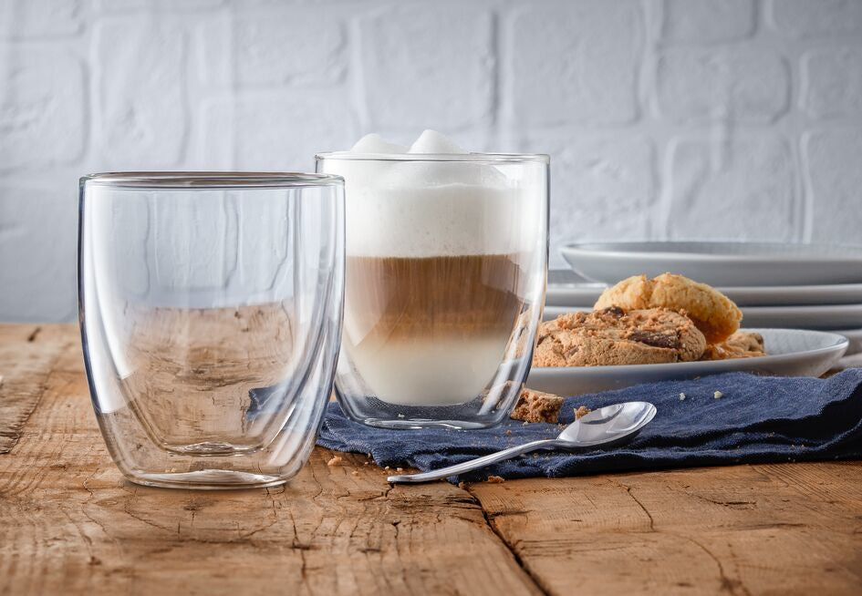WMF Cappuccinoglas Kult – 2er Set, 250 ml, Borosilikatglas, Transparent, doppelwandig, spülmaschinenfest