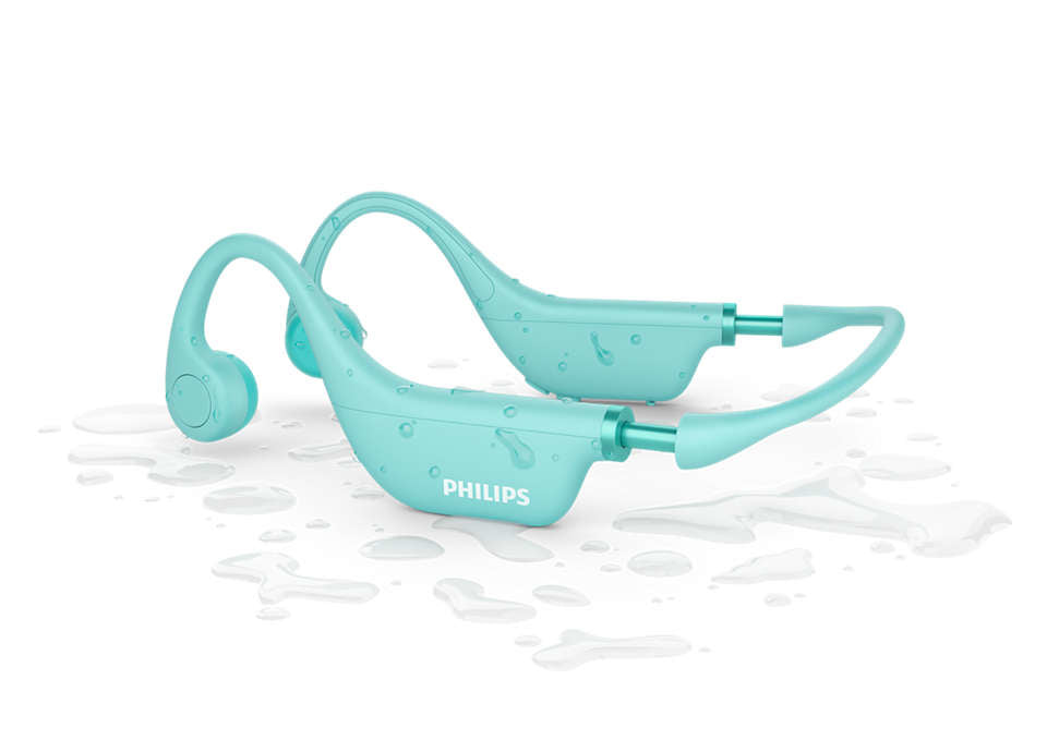 Philips TAK4607GR/00 – Knochenleitungskopfhörer – Ohrbügel, Bluetooth, IPX5, mit Mikrofon – Grün – bis 5 h