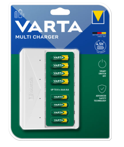 Varta Multicharger Batterieladegerät 8× – für AA, AAA, D (HR20/Mono) – 0,45 A, 4,5 h, weiss