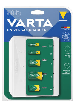 Varta Batterieladegerät 4× – für NiMH (AA, AAA, 9V, etc.) – inkl. 4× 1600 mAh