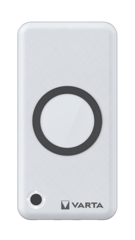 Varta Wireless Powerbank 15'000 mAh – 20 W PD, Wireless 10 W, 1× USB-C, 2× USB-A, weiss