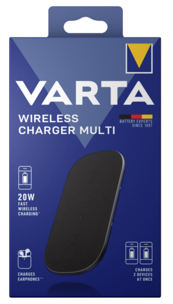 Varta 57906 101 111 Kabelloses Ladegerät 20 W – Qi, PD – für alle Qi-kompatiblen Geräte – schwarz