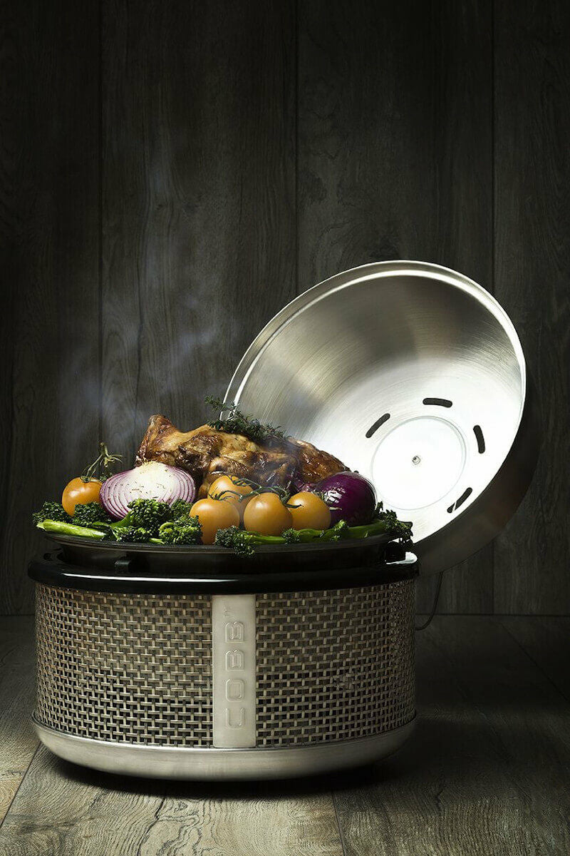 Cobb Camping-Grill Premier Air Deluxe – 5 Personen, 26 × 26 cm Kochfläche, Holzkohle – Edelstahl