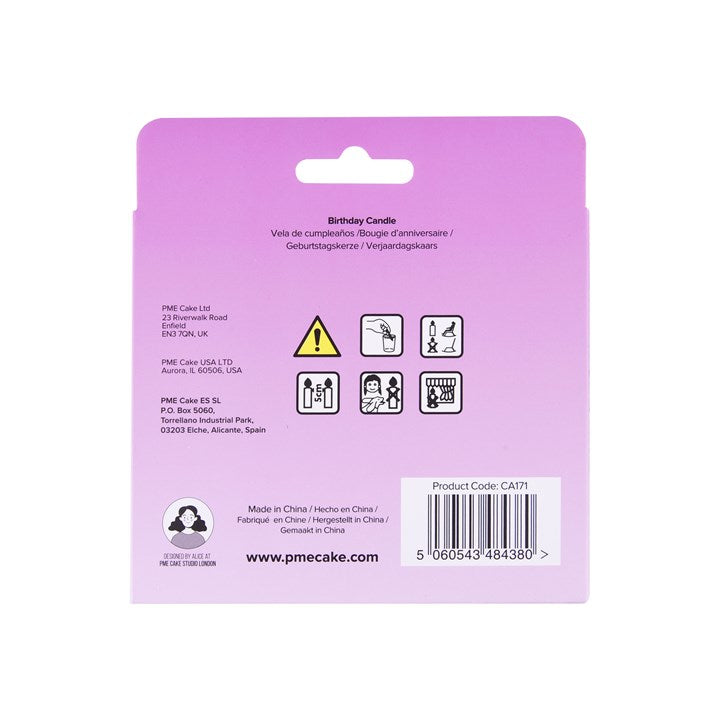 PME Geburtstagskerzen – Rosa – 7 × 10 cm – 1 Stk