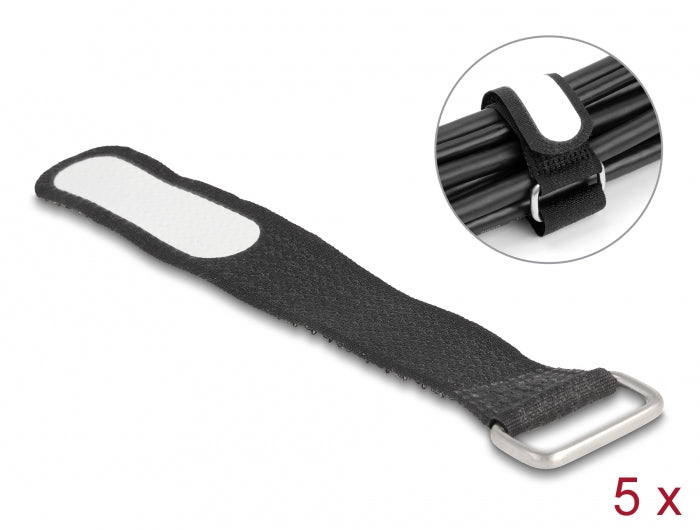 DeLOCK Klettkabelbinder, 20×127 mm, 5 Stk. – schwarz