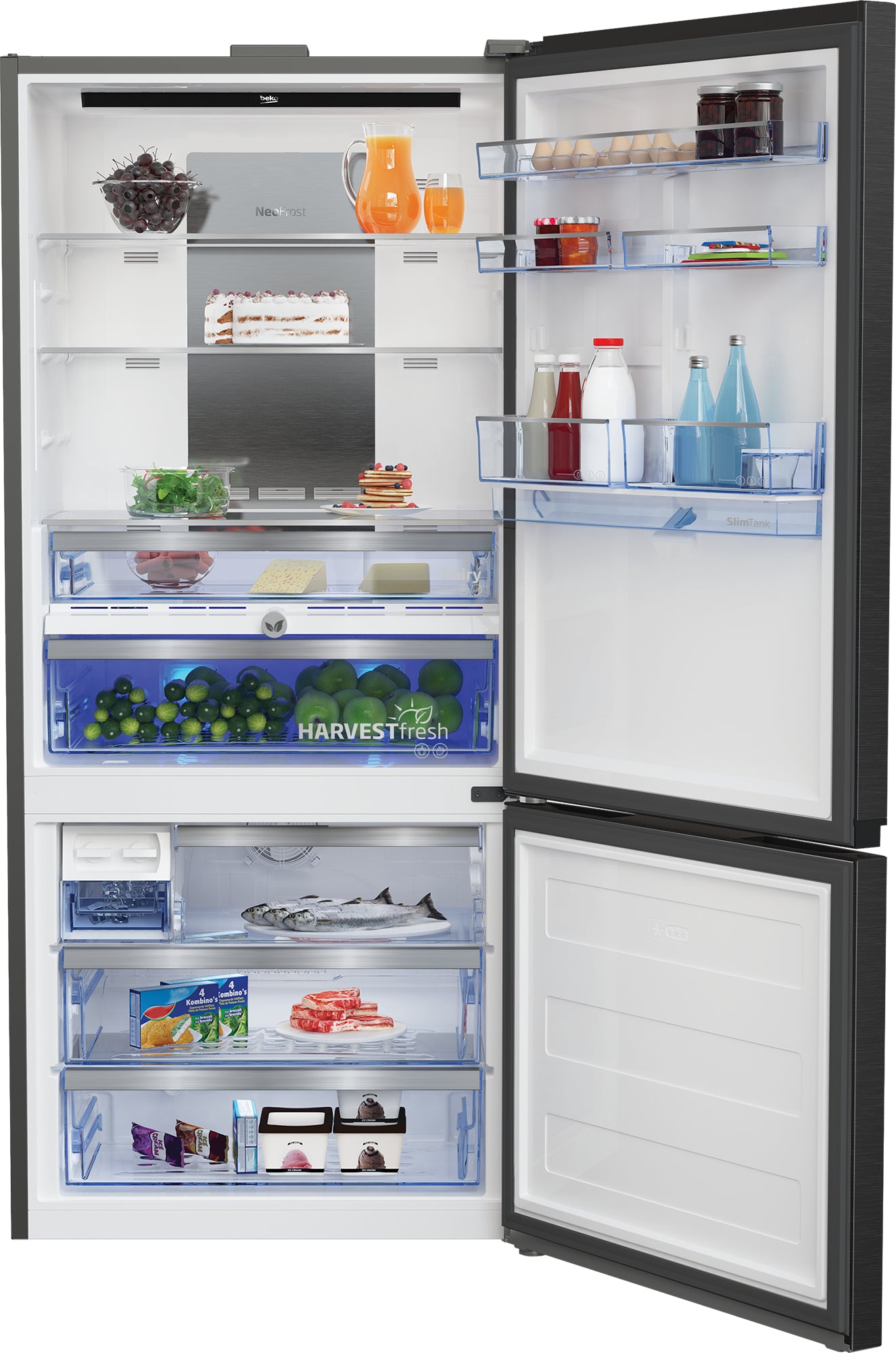 Beko Kühl-Gefrierkombination KG730 – 615 l, 230 V, Energieeffizienzklasse E, 39 dB