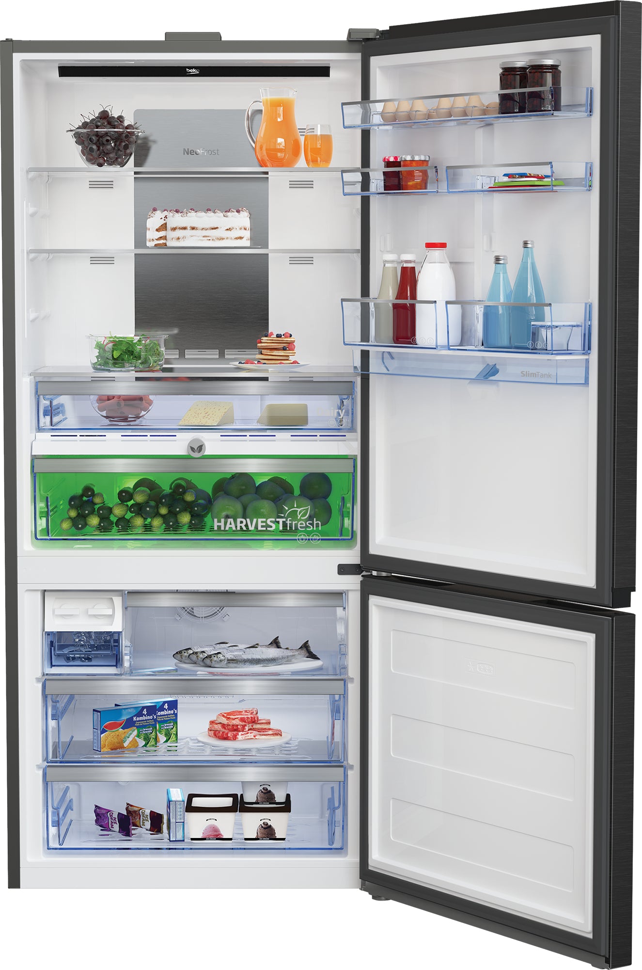 Beko Kühl-Gefrierkombination KG730 – 615 l, 230 V, Energieeffizienzklasse E, 39 dB