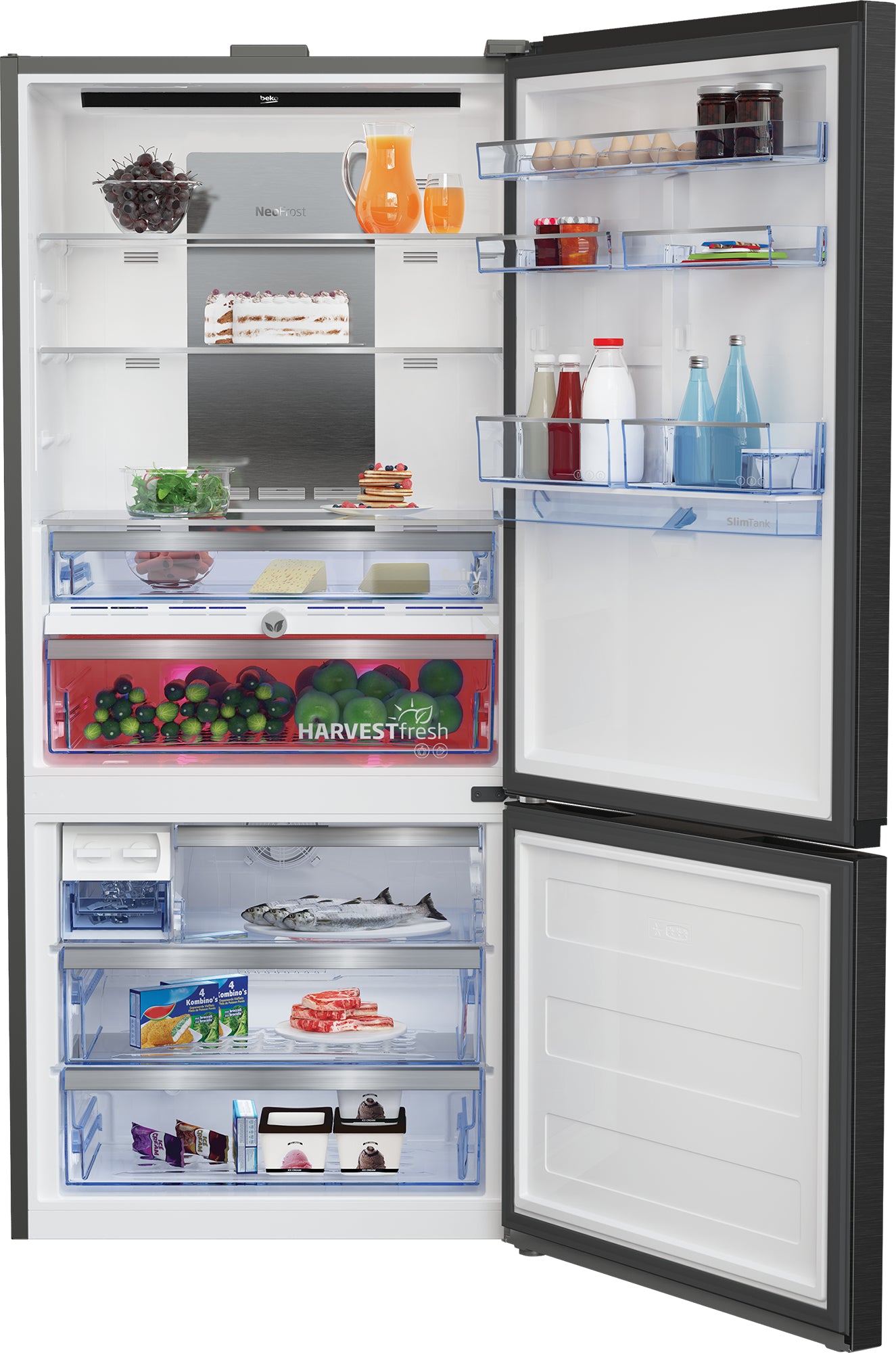 Beko Kühl-Gefrierkombination KG730 – 615 l, 230 V, Energieeffizienzklasse E, 39 dB
