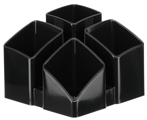 HAN Stiftehalter – 4 Fächer, Polystyrol (PS), schwarz, 125 × 100 × 125 mm, 1 Stück