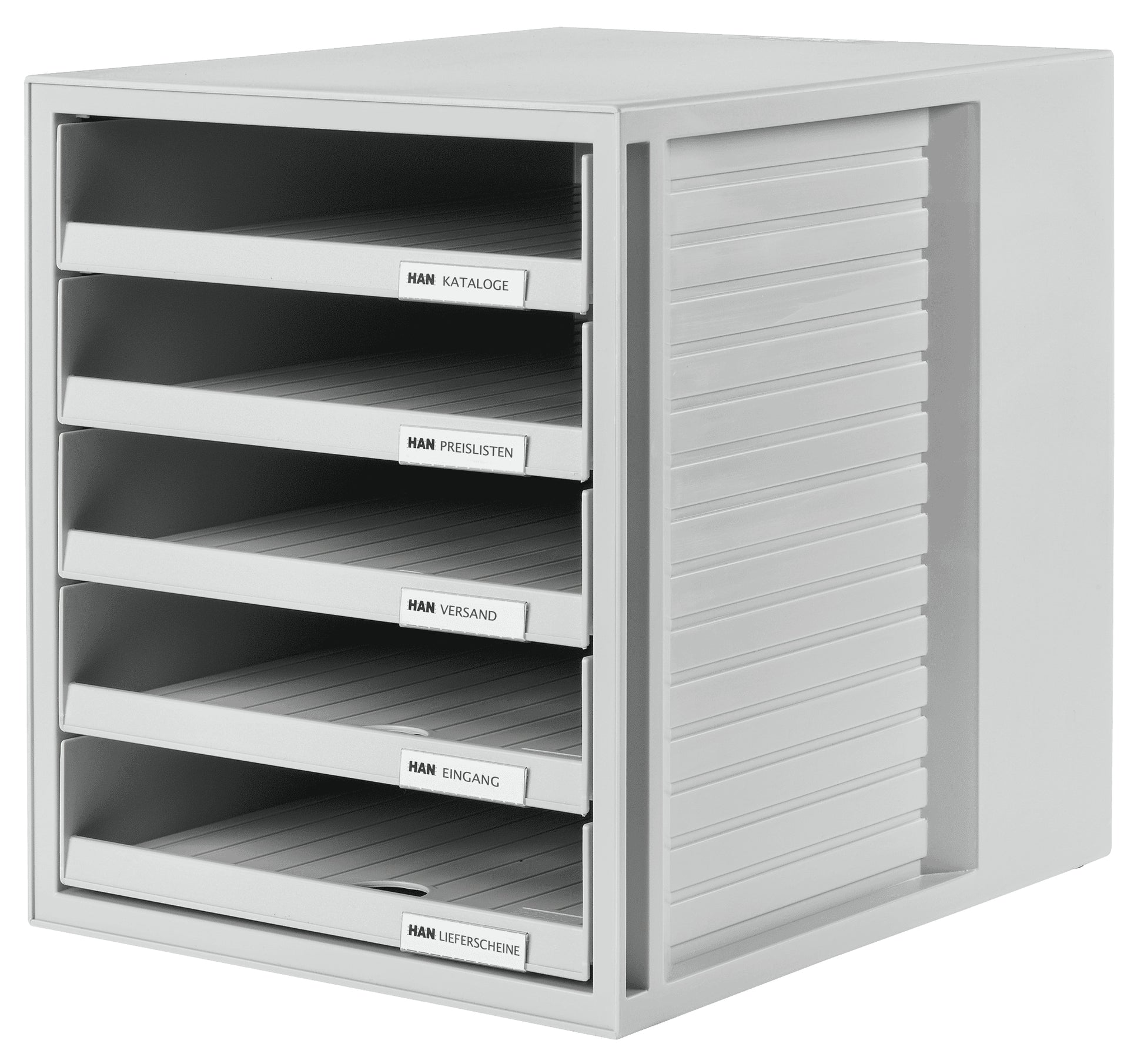 HAN Schubladenelement – 5 Schubladen, für A4, stapelbar, grau, Polystyrol (PS), B 330 × H 320 × T 275 mm