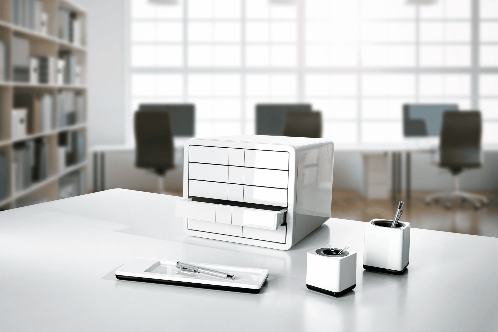 HAN Schubladenbox Smart-Line – 5 Schubladen, Weiss ABS, Hergestellt in Deutschland