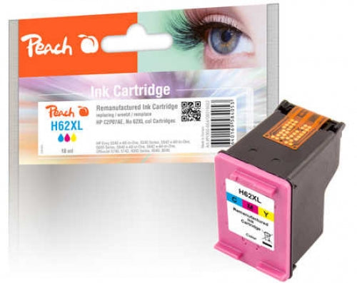 Peach 62XL Dreifarbig Tintenpatrone (Kompatibel) – 510 Seiten – für HP Envy 5540/5640, HP OfficeJet 200