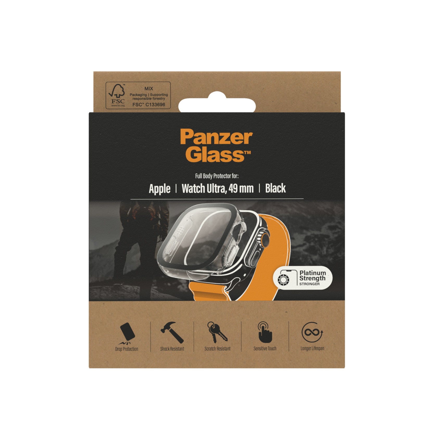 PanzerGlass Full Body – Displayschutz für Apple Watch Ultra 49 mm, Schwarz