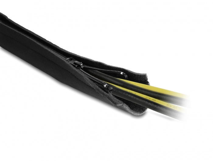 DeLOCK Kabelschlauch, Ø 25 mm × 1,5 m, mit Reissverschluss, zuschneidbar – schwarz