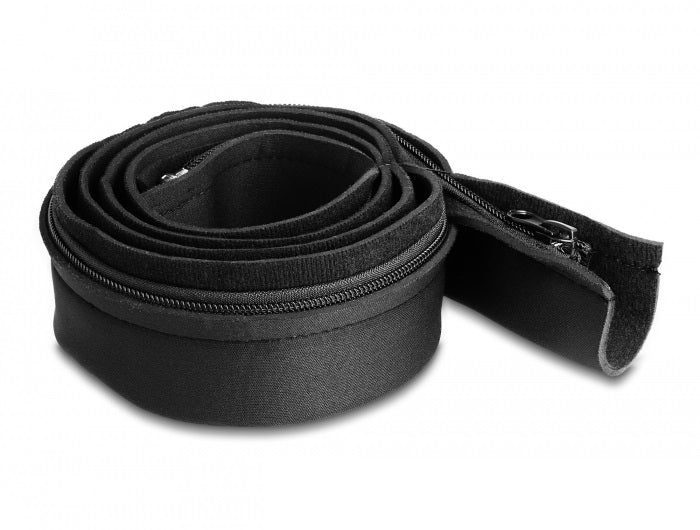 DeLOCK Kabelschlauch, Ø 25 mm × 1,5 m, mit Reissverschluss, zuschneidbar – schwarz